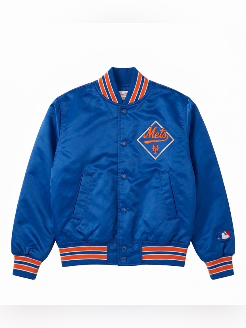 Vintage  Mets Royal Blue Satin Bomber Jacket size 5
